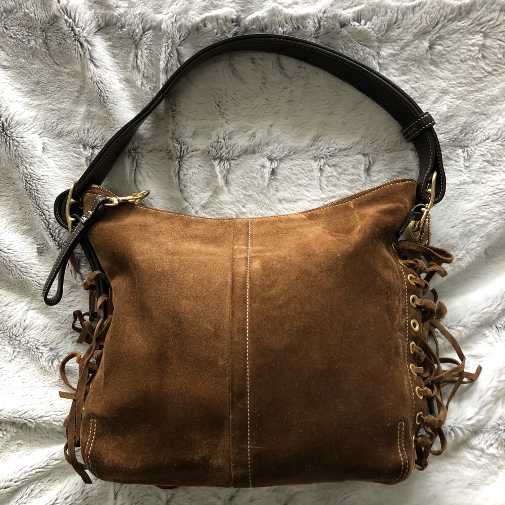Suede Coach Shoulder Bag